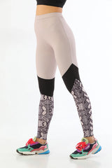 Desenli Sporcu Yüksek Bel Bayan Tayt